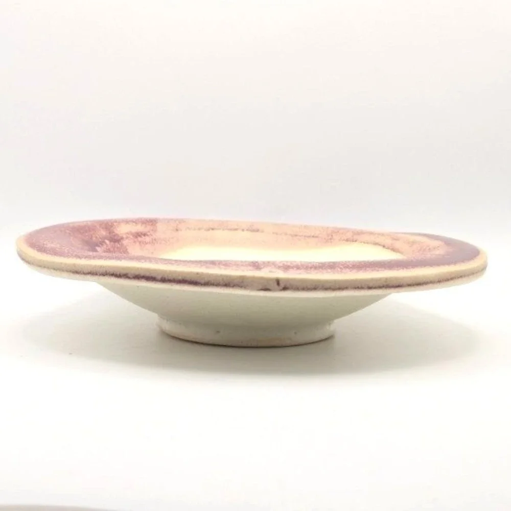 Handmade Ceramic Plate Dish Bowl Rustic Burgundy Cream Glaze Artisan Pottery MMM